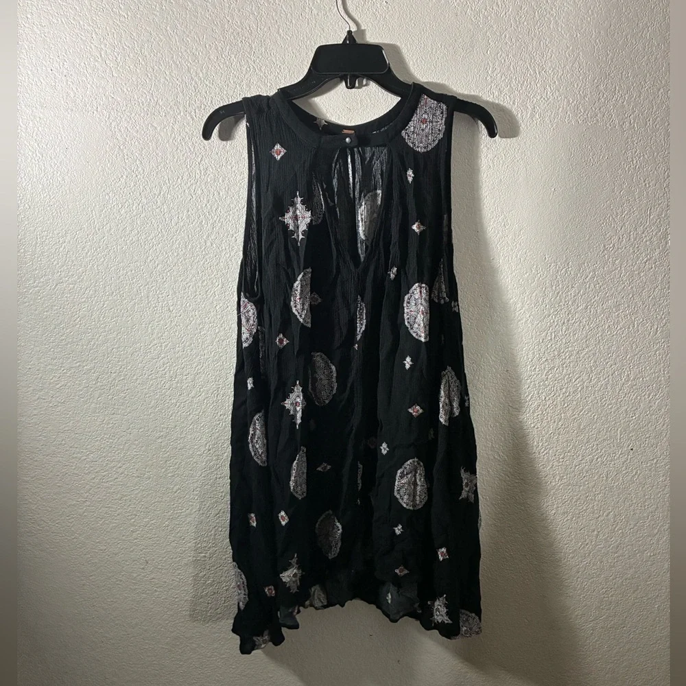 Free People Black Sleeveless Tree Swing Tunic Dress